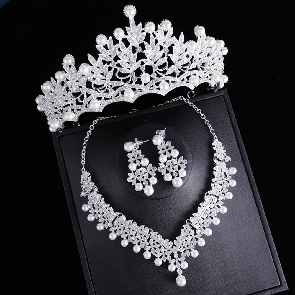 Elegant Silver and White Jewelry Set